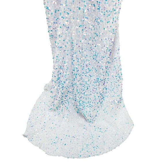 One-Shoulder Dress White Sequin Gown With Detachable Tulle Skirt Size 2 - Picture 6 of 14